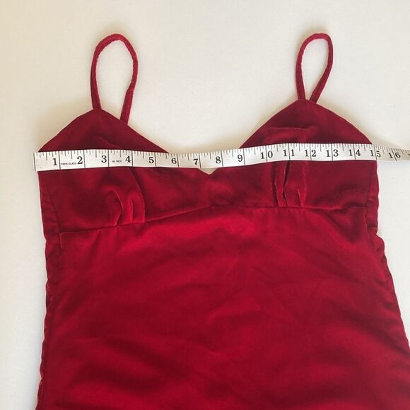 Zara Red Velvet 90's Style Mini Dress Size Medium - Picture 8 of 11